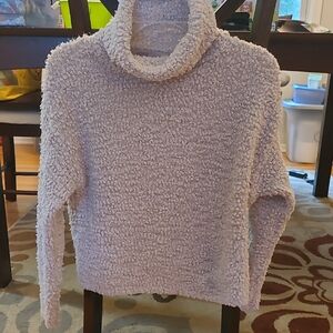 LOFT Cream Cowl Neck Sweater with Textured Design